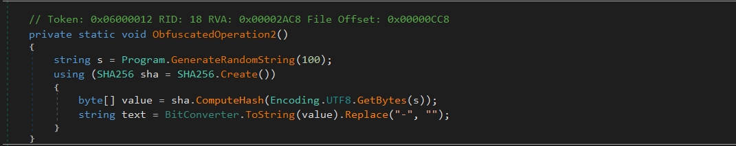 Malware using junk logic and encryption tricks