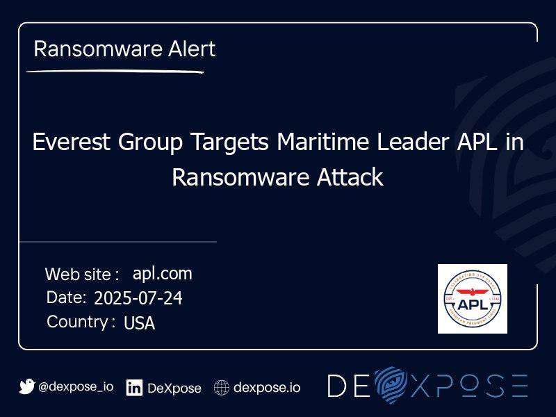 Everest Group Targets Maritime Leader APL in Ransomware Attack