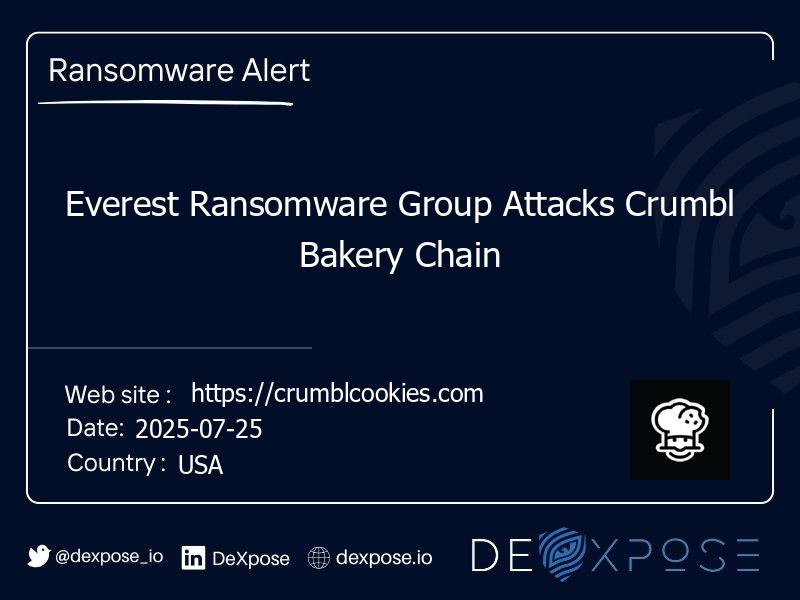 Everest Ransomware Group Attacks Crumbl Bakery Chain