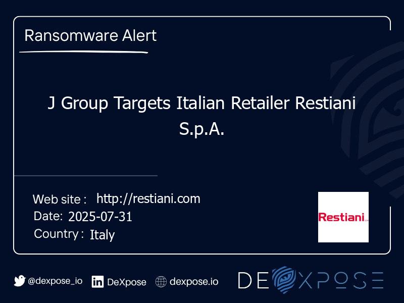 J Group Targets Italian Retailer Restiani S.p.A.