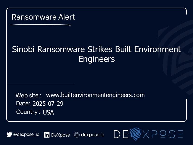 Sinobi Ransomware Strikes Built Environment Engineers