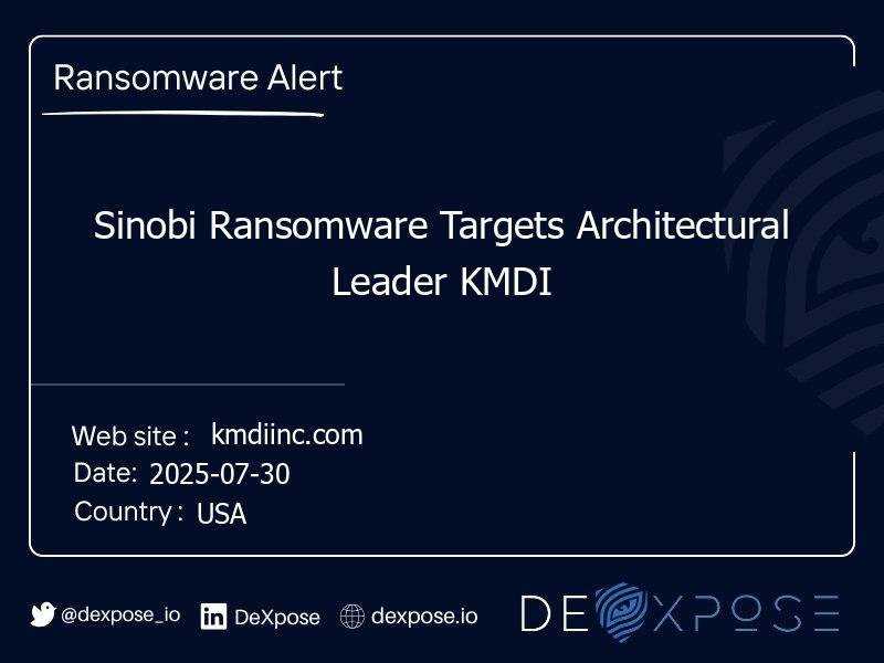 Sinobi Ransomware Targets Architectural Leader KMDI
