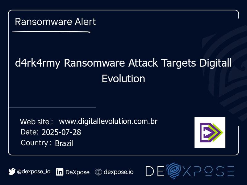 d4rk4rmy Ransomware Attack Targets Digitall Evolution