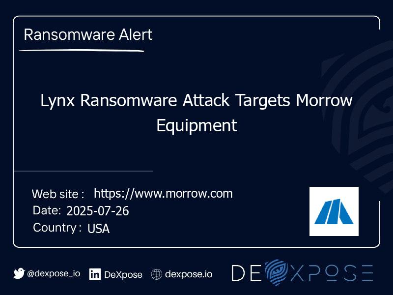 Lynx Ransomware Attack Targets Morrow Equipment