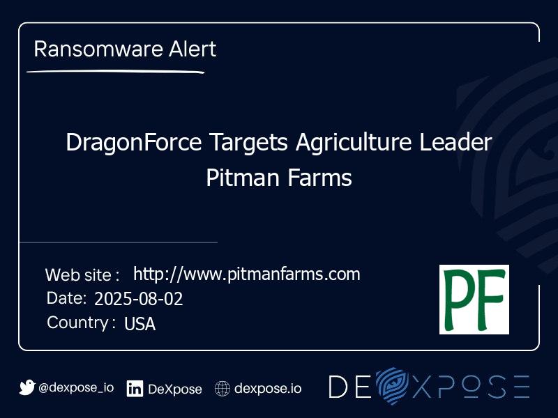 DragonForce Targets Agriculture Leader Pitman Farms