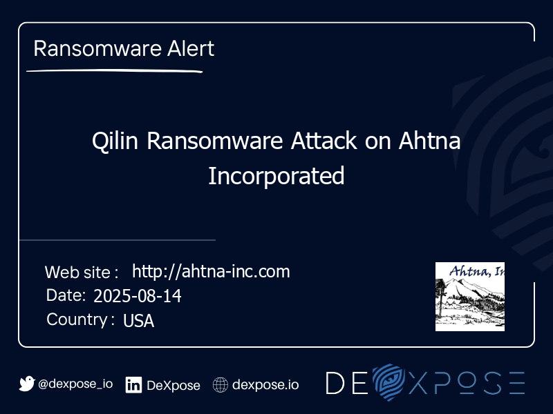 Qilin Ransomware Attack on Ahtna Incorporated