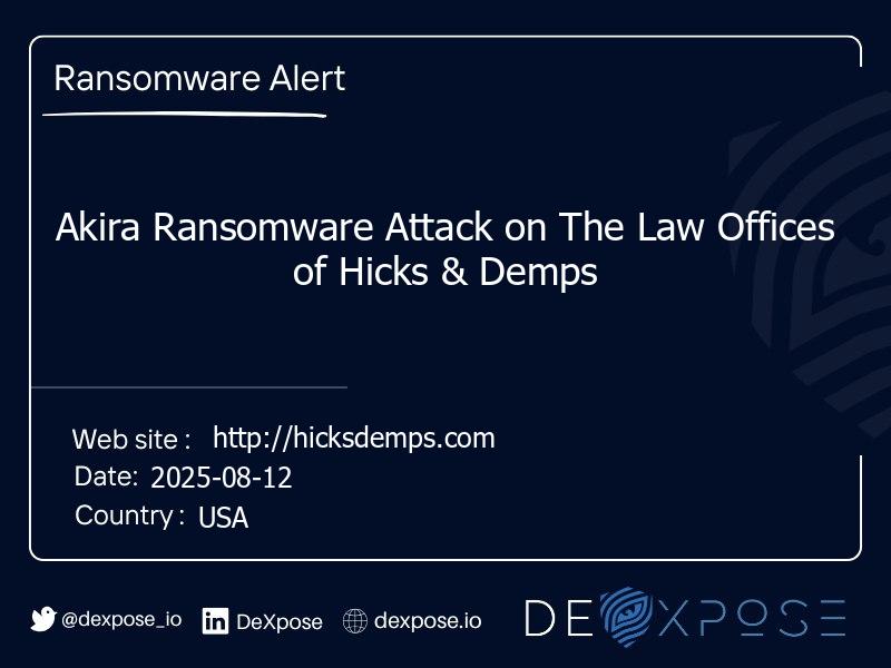 Akira Ransomware Attack on The Law Offices of Hicks & Demps