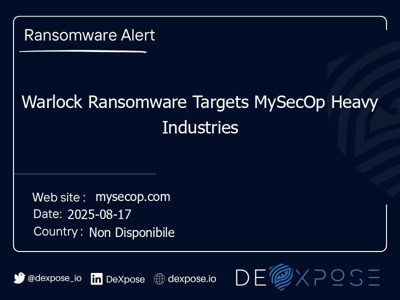 Warlock Ransomware Targets MySecOp Heavy Industries