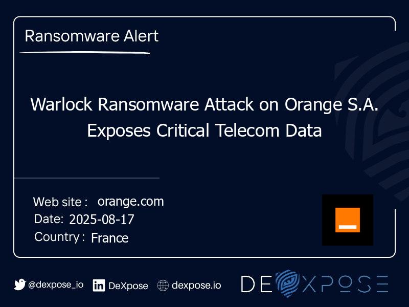 Warlock Ransomware Attack on Orange S.A. Exposes Critical Telecom Data