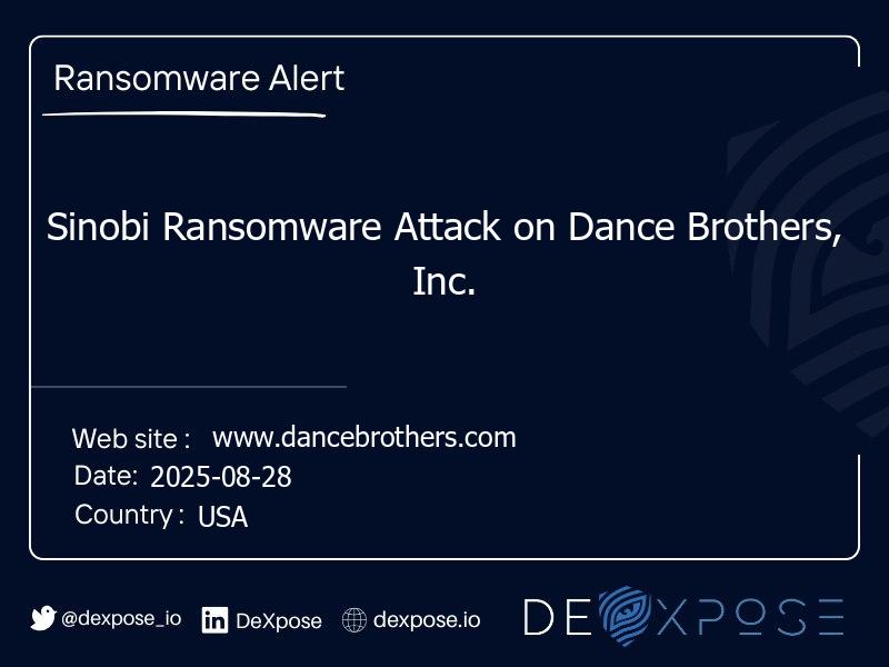 Sinobi Ransomware Attack on Dance Brothers, Inc.