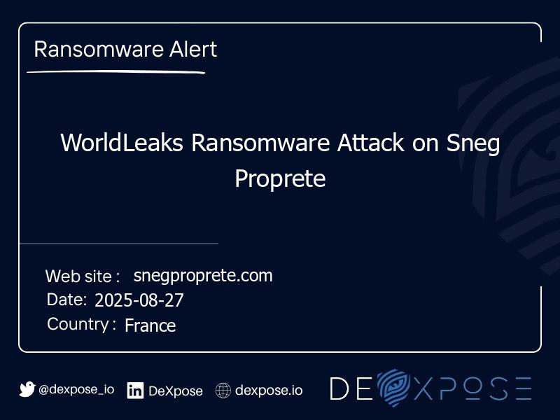 WorldLeaks Ransomware Attack on Sneg Proprete