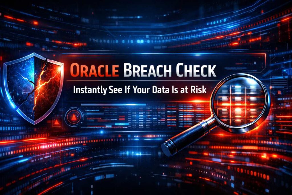 Oracle breach check showing data risk alert