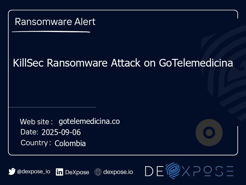 KillSec Ransomware Attack on GoTelemedicina