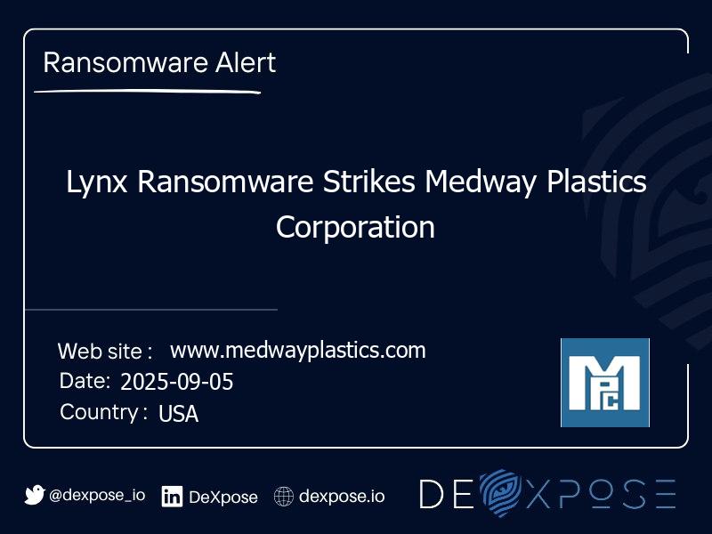 Lynx Ransomware Strikes Medway Plastics Corporation