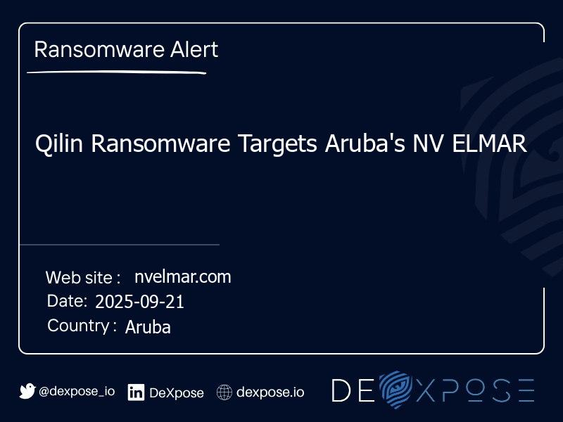 Qilin Ransomware Targets Aruba's NV ELMAR