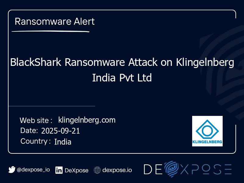 BlackShark Ransomware Attack on Klingelnberg India Pvt Ltd