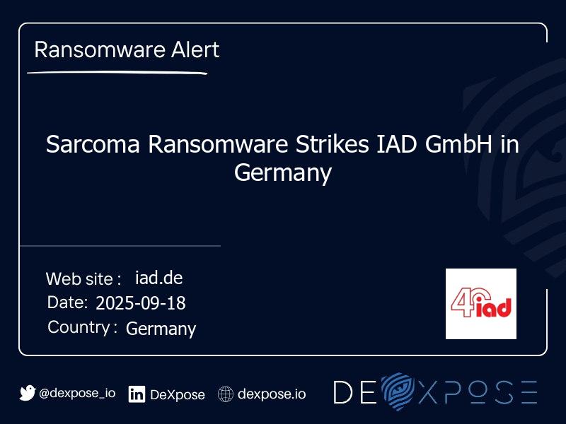 Sarcoma Ransomware Strikes IAD GmbH in Germany
