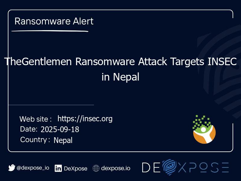 TheGentlemen Ransomware Attack Targets INSEC in Nepal