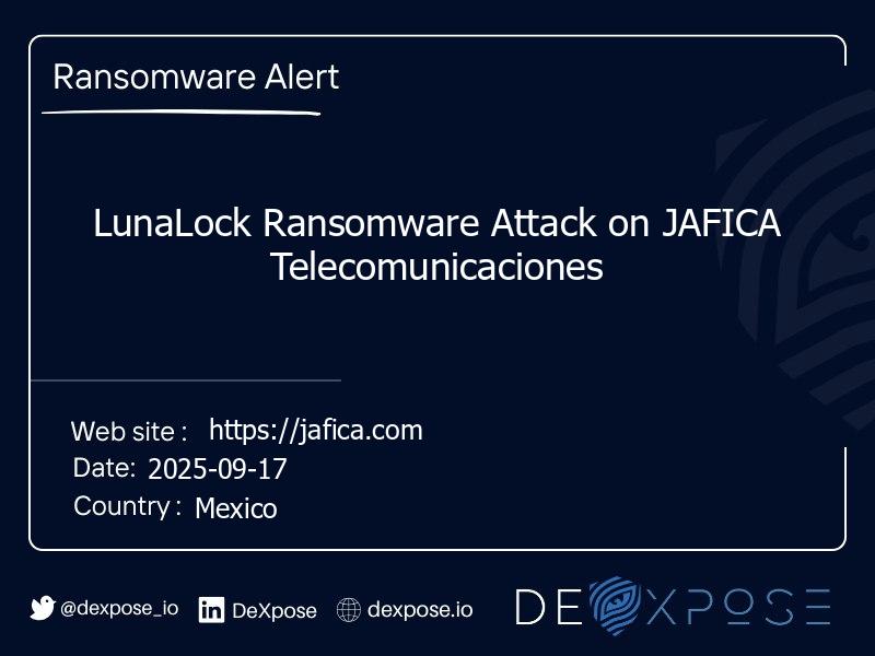 LunaLock Ransomware Attack on JAFICA Telecomunicaciones