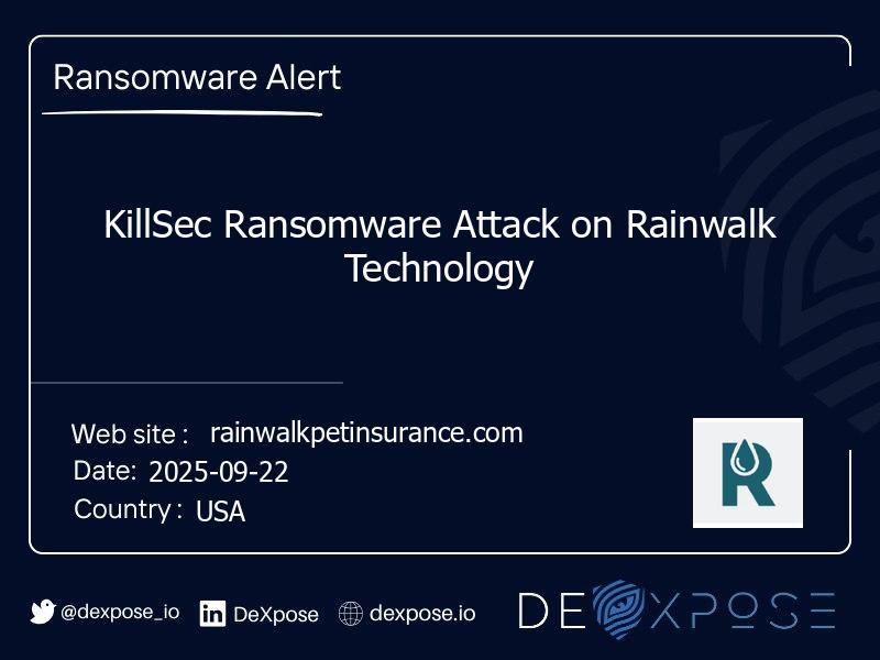 KillSec Ransomware Attack on Rainwalk Technology