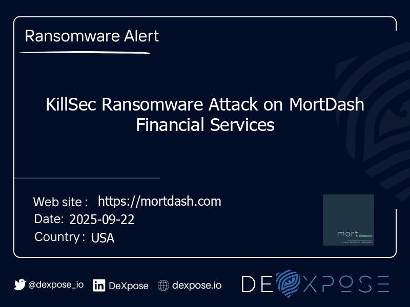 KillSec Ransomware Attack on MortDash Financial Services