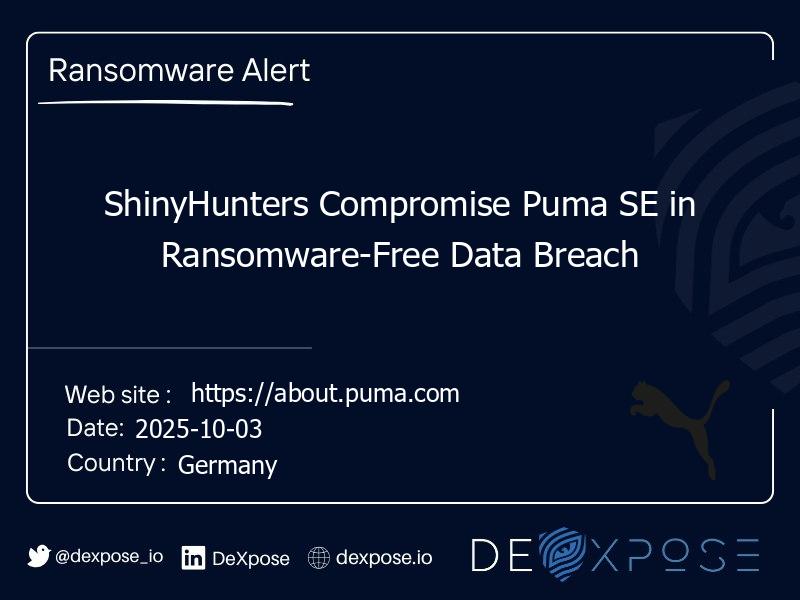 ShinyHunters Compromise Puma SE in Ransomware-Free Data Breach