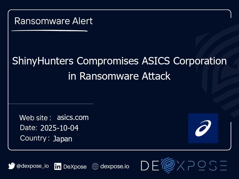 ShinyHunters Compromises ASICS Corporation in Ransomware Attack