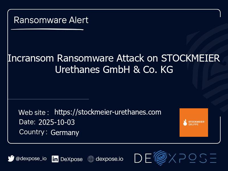 Incransom Ransomware Attack on STOCKMEIER Urethanes GmbH & Co. KG