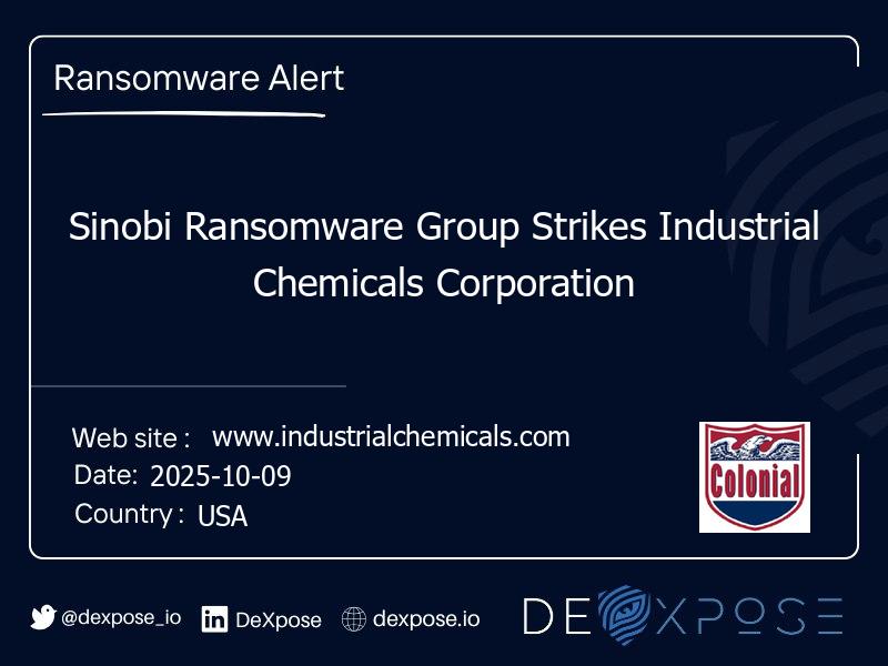 Sinobi Ransomware Group Strikes Industrial Chemicals Corporation