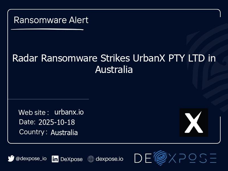 Radar Ransomware Strikes UrbanX PTY LTD in Australia