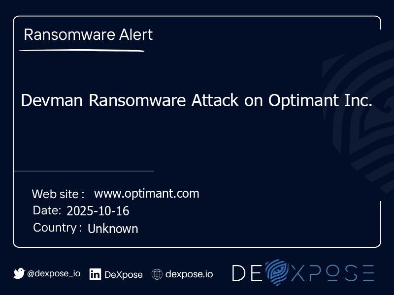 Devman Ransomware Attack on Optimant Inc.