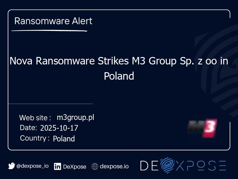 Nova Ransomware Strikes M3 Group Sp. z oo in Poland
