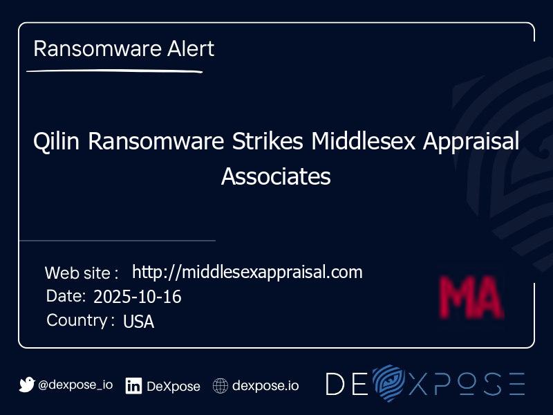 Qilin Ransomware Strikes Middlesex Appraisal Associates