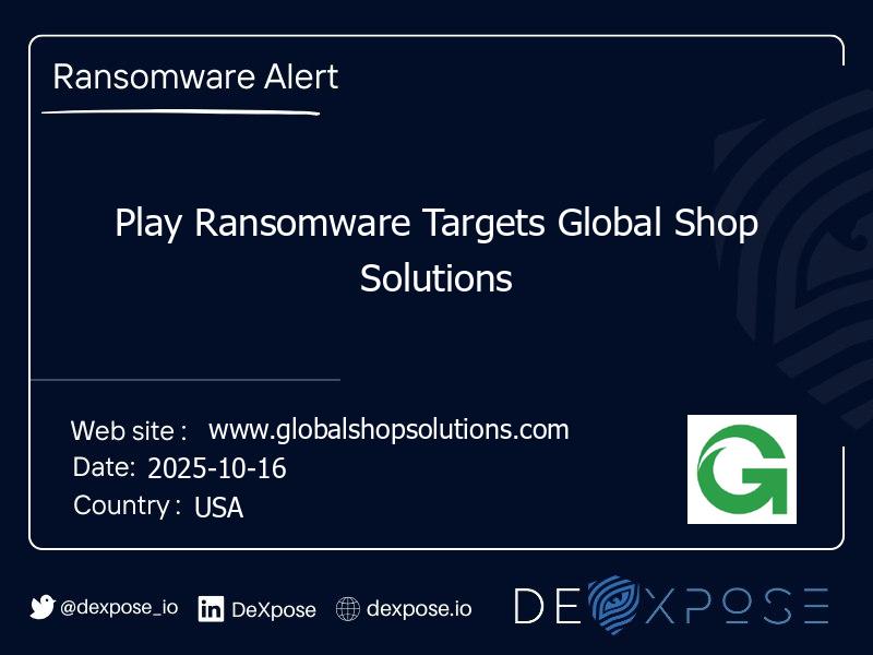 Play Ransomware Targets Global Shop Solutions