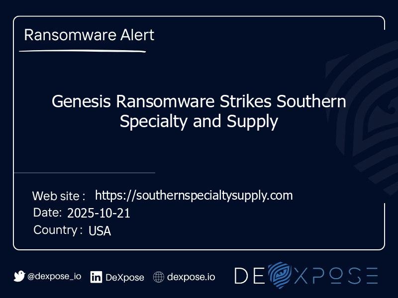 Genesis Ransomware Strikes Southern Specialty and Supply