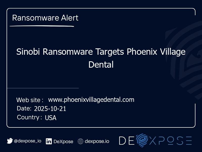 Sinobi Ransomware Targets Phoenix Village Dental