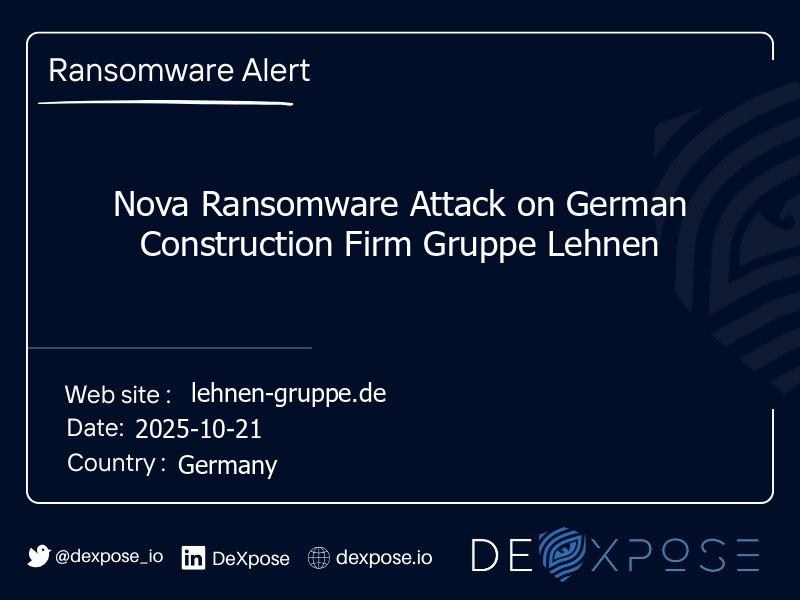 Nova Ransomware Attack on German Construction Firm Gruppe Lehnen