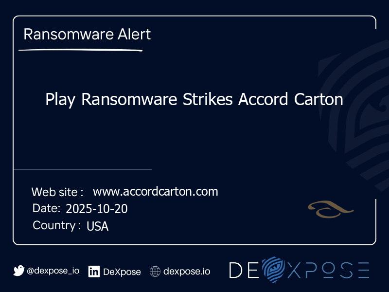 Play Ransomware Strikes Accord Carton