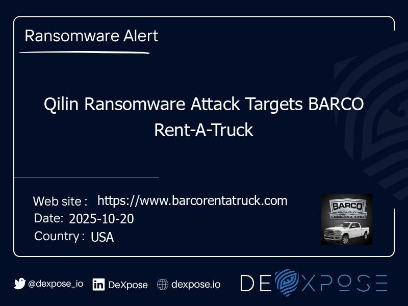 Qilin Ransomware Attack Targets BARCO Rent-A-Truck