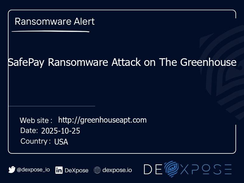 SafePay Ransomware Attack on The Greenhouse