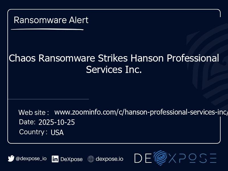 Chaos Ransomware Strikes Hanson Professional Services Inc.