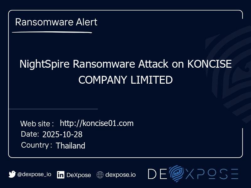 NightSpire Ransomware Attack on KONCISE COMPANY LIMITED
