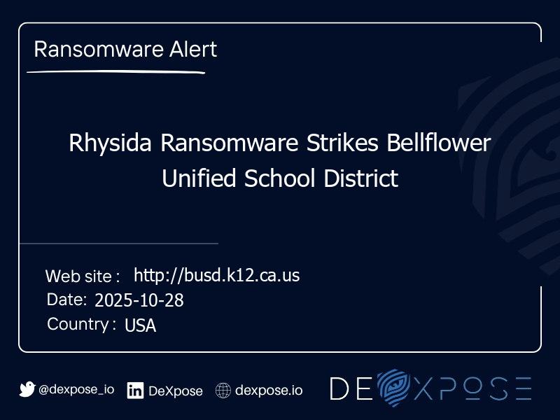Rhysida Ransomware Strikes Bellflower Unified School District