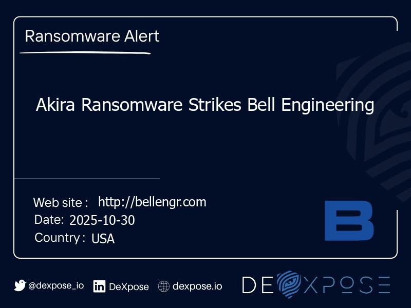 Akira Ransomware Strikes Bell Engineering