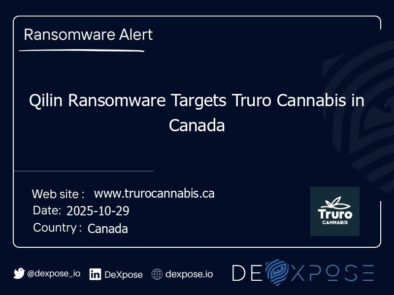 Qilin Ransomware Targets Truro Cannabis in Canada