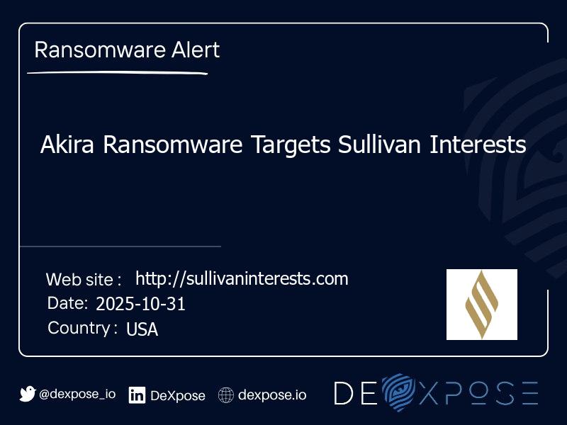 Akira Ransomware Targets Sullivan Interests