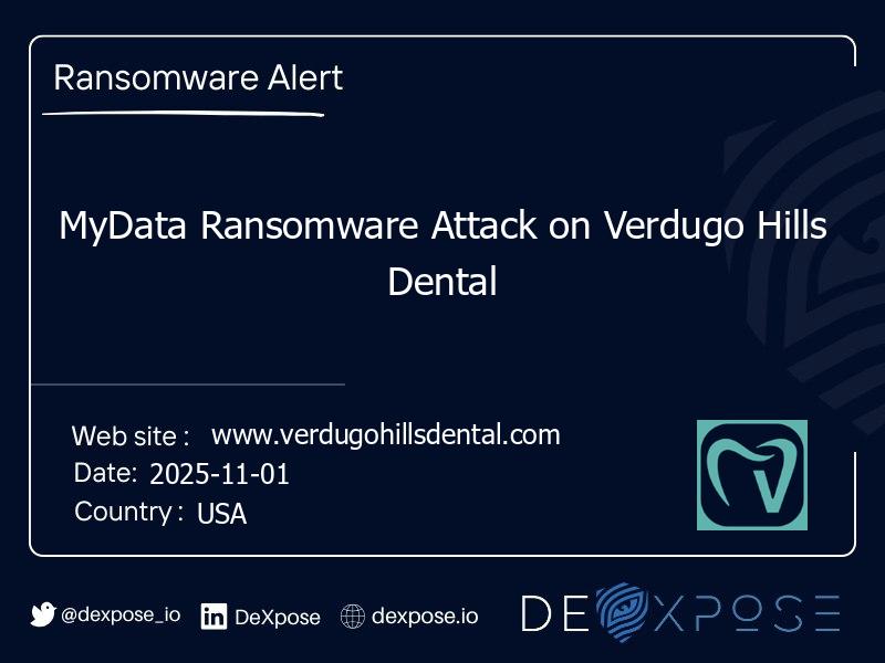 MyData Ransomware Attack on Verdugo Hills Dental
