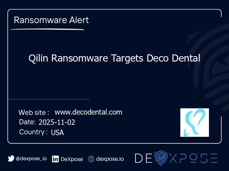 Qilin Ransomware Targets Deco Dental
