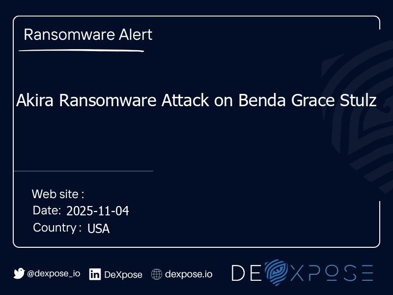 Akira Ransomware Attack on Benda Grace Stulz