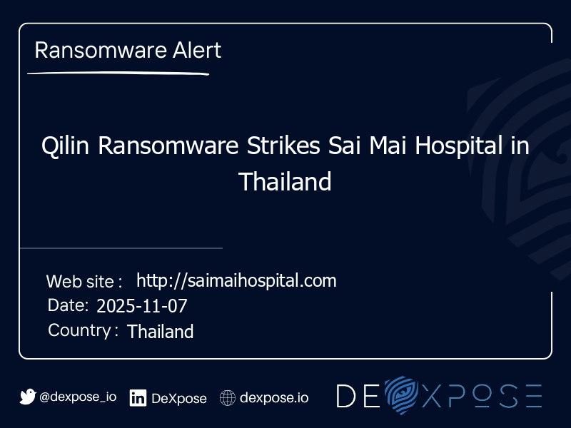 Qilin Ransomware Strikes Sai Mai Hospital in Thailand
